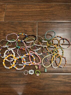 Bracelets (Around 38 fun random ones and 3 rings) Homemade by ME!